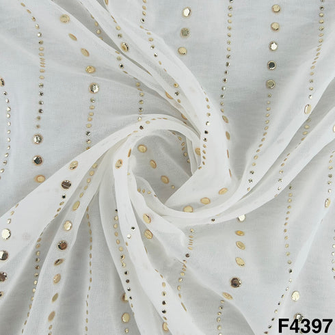 Dyeable Gold Pasted Mukaish Georgette Fabric-F4397